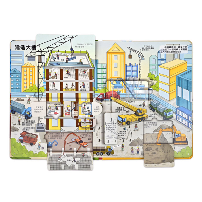 趣味科學知識翻翻書-揭秘建築工地